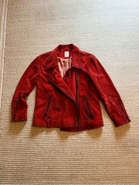Free People L 100% Leather Jacket Red